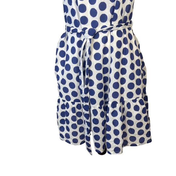 Boden White and Blue Halter Top Tiered Polka Dotted Cottagecore Mini Dress Sz 8 - Picture 3 of 15